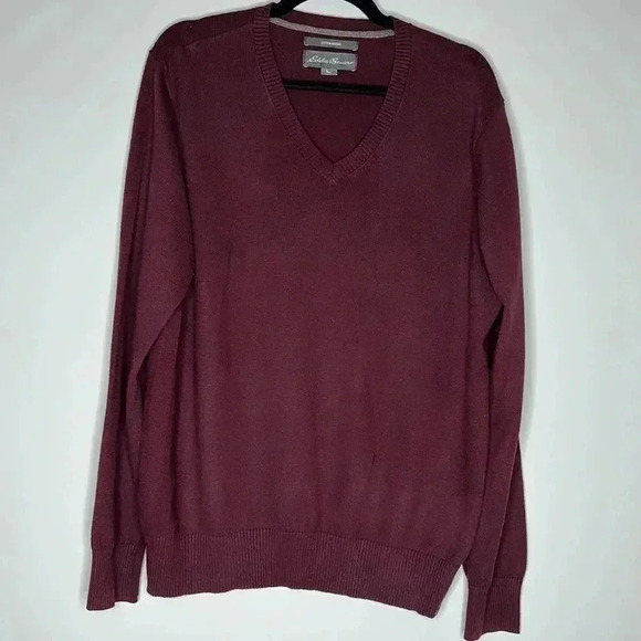 Eddie Bauer V- Neck Burgundy Sweater - Picture 1 of 8